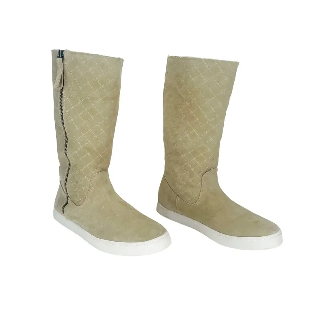G.H. BASS Zina Women Tan Winter Sneaker Boot Size 9.5 Suede Faux Fur Lining New